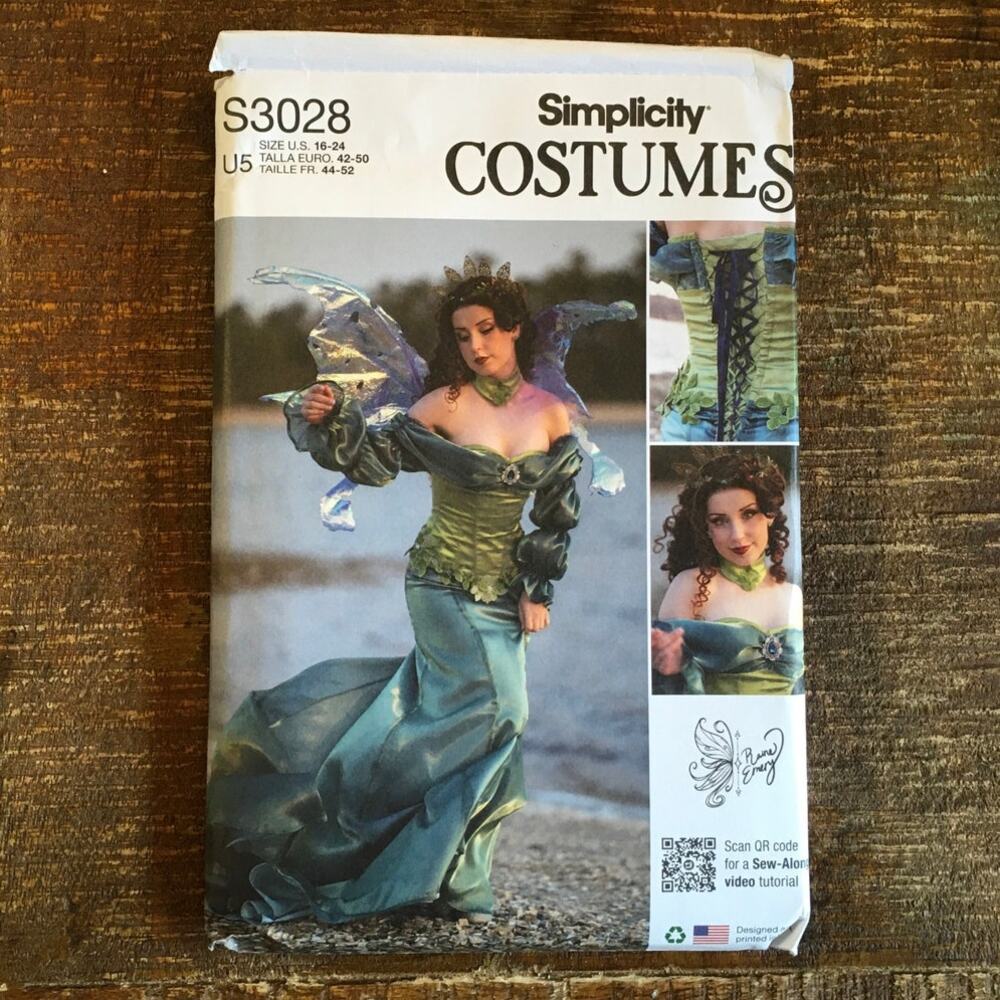 Simplicity Sewing Pattern S3028 Fantasy Nymph Fairy Cosplay Costume 16-24 UNCUT